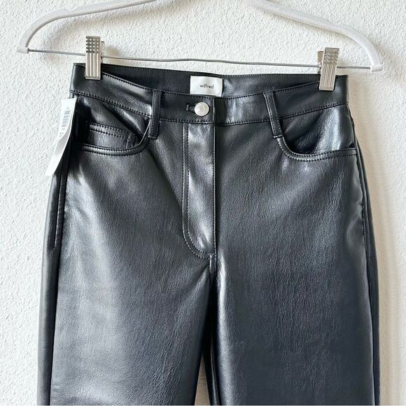NWT Aritzia The Melina™ Flare High-waisted Vegan Leather Flare Pants Black Sz 0 - Picture 6 of 11